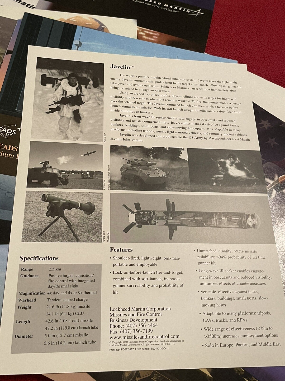 Lockheed Martin Public Relations Pack Anti Tank Missile HIMARS MLRS MEADS Apache