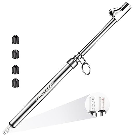 Dual Head Tire Pressure Gauge, Heavy Duty Extensi Size: 1 Pack Titanium Silver