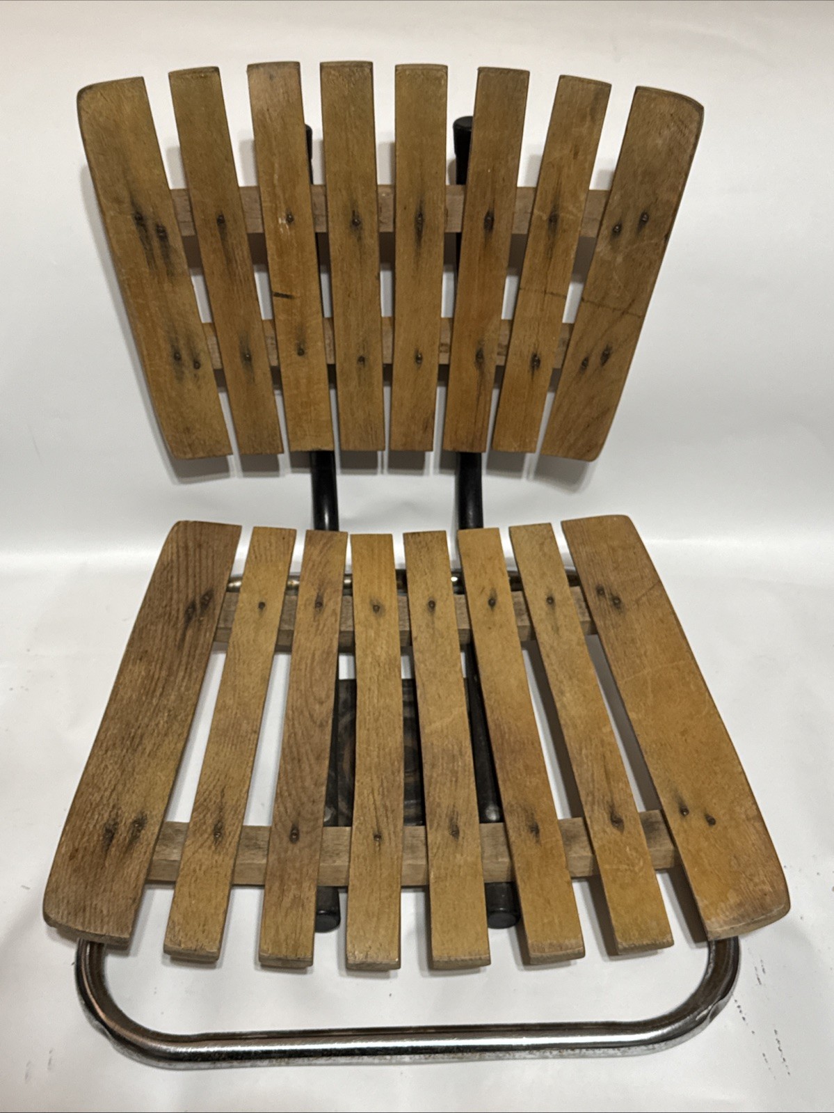 Vintage MCM Mid-Century Arthur Umanoff Slatted Wood Swivel Bar Stool Seat Parts