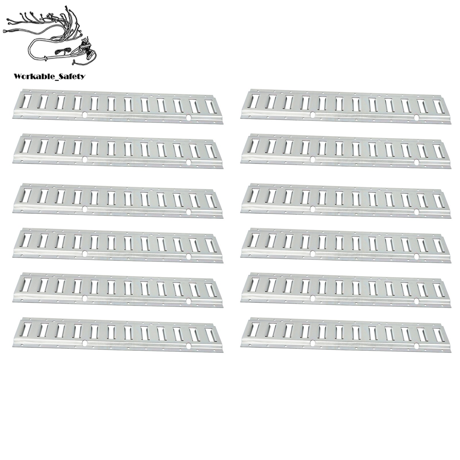 12 Pcs 2 Ft Silver E Track Rails Kit, Zinc Coated For Secure Loads Transport