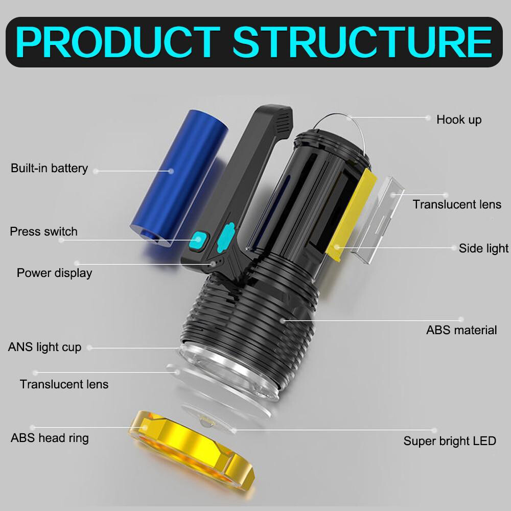 12000000LM LED Flashlight Tactical Torch Lamp Worklight USB Rechargeable Light