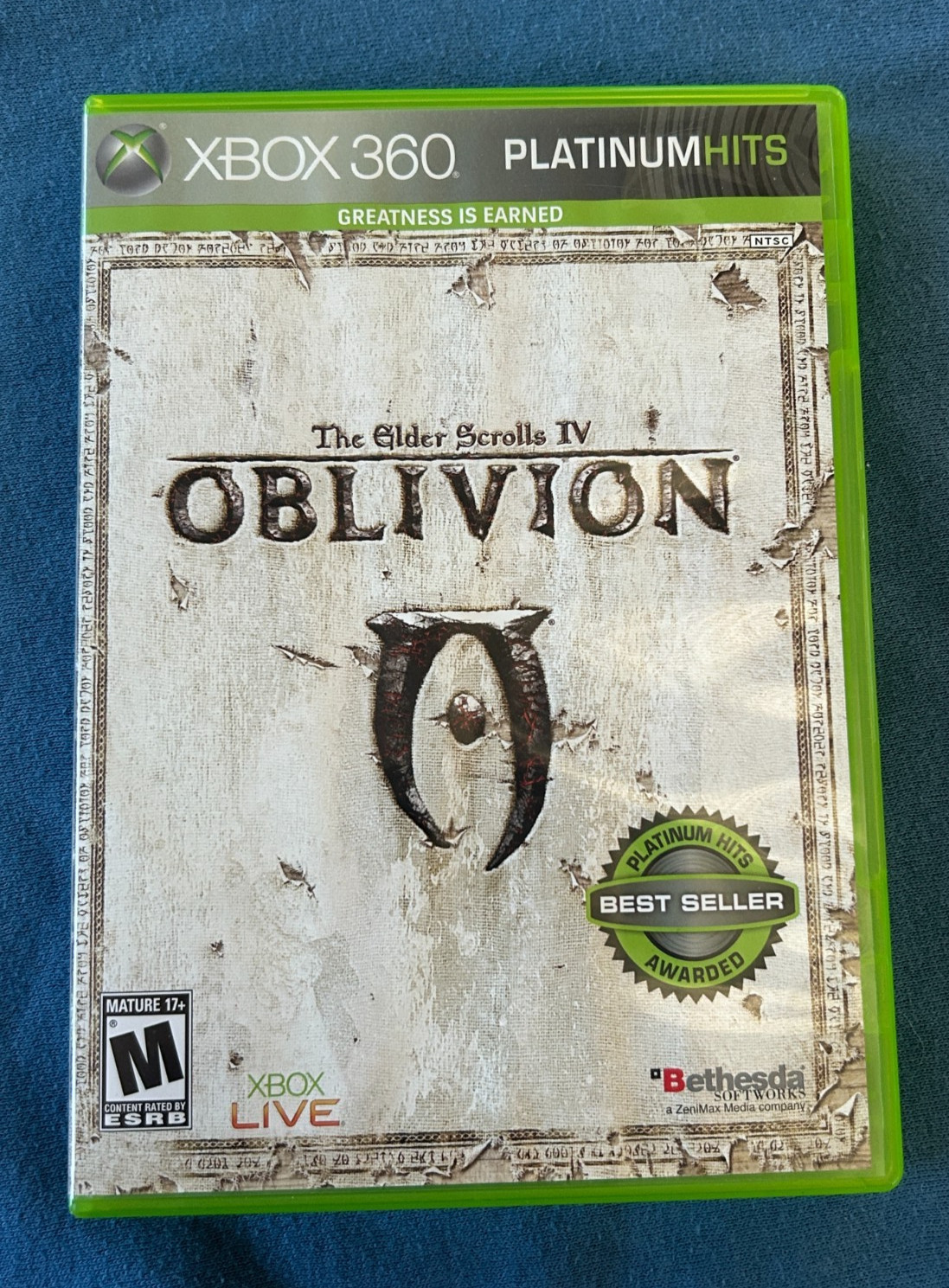 The Elder Scrolls IV Oblivion - Xbox 360 - Platinum Hits - Green Case & Game Art