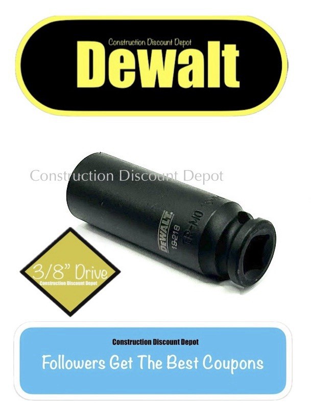 Dewalt EASY READ 3/8" Drive 15mm Deep 6 Point Black Impact Socket 15 mm 19-218