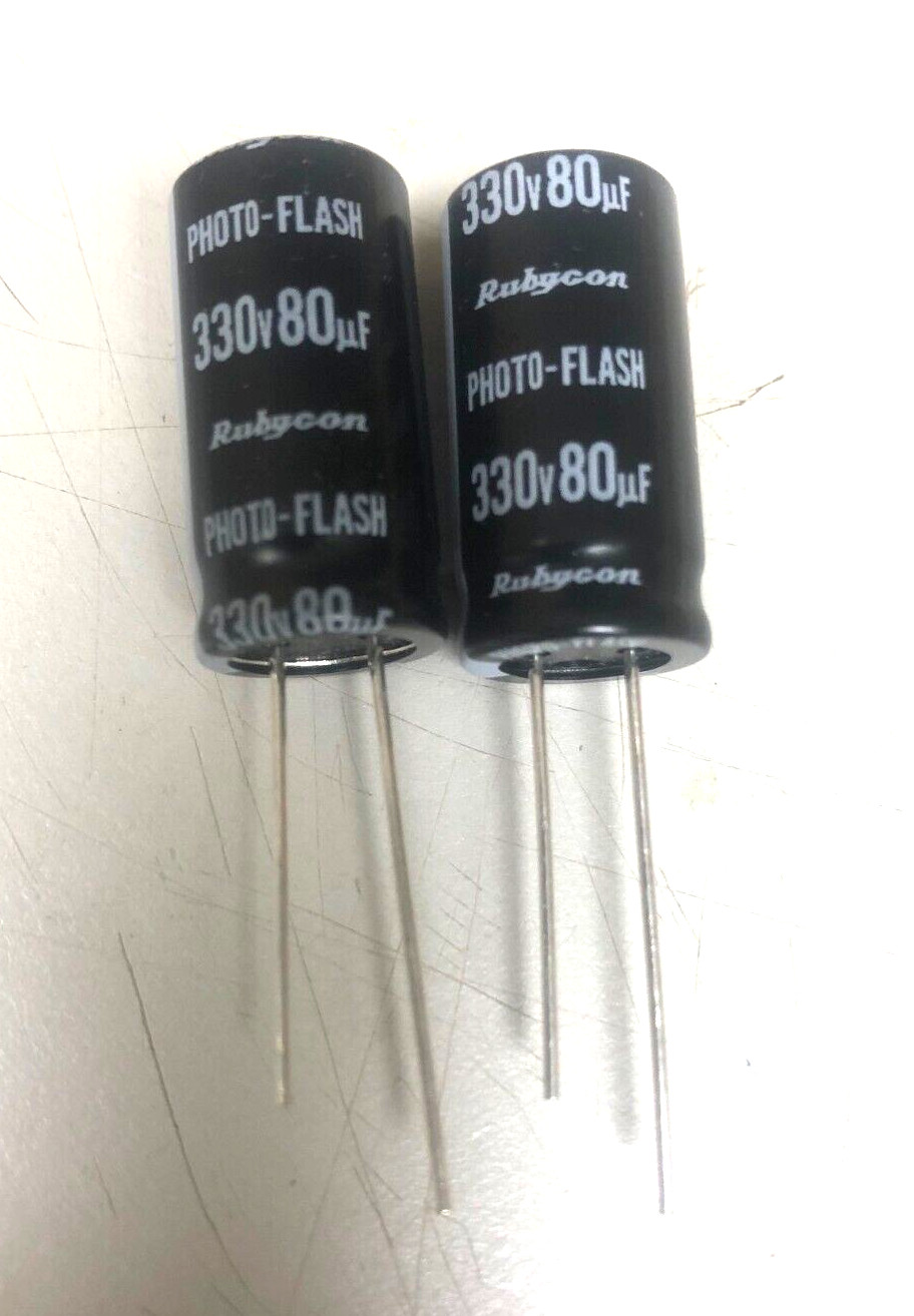 2 pieces of Rubycon 80uF 330V photo-flash Electrolytic Capacitor 330FW80V