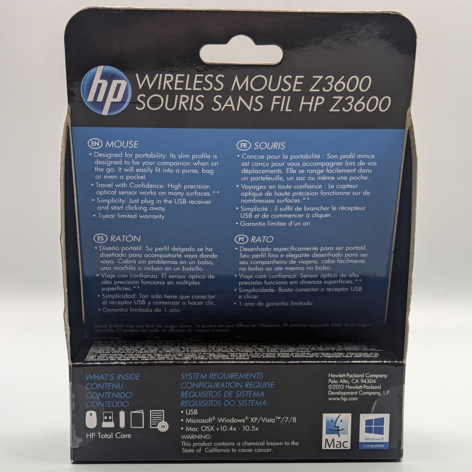 New HP Z3600 Wireless Mouse Black 3-Buttons Sealed