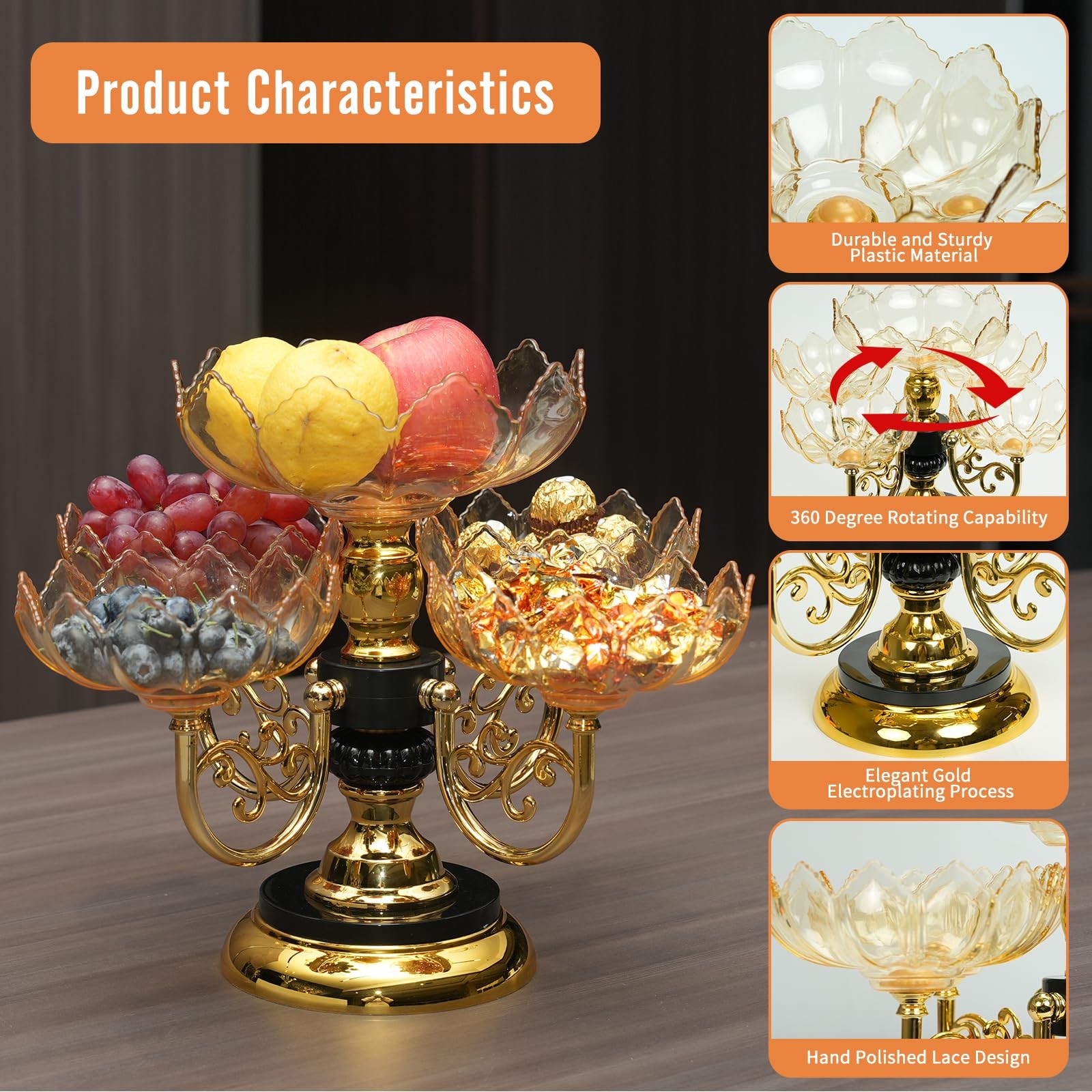 Multi-layer Fruit Tray Rotatable Candy Tray Plastic Fruit Rack Snack Display ...