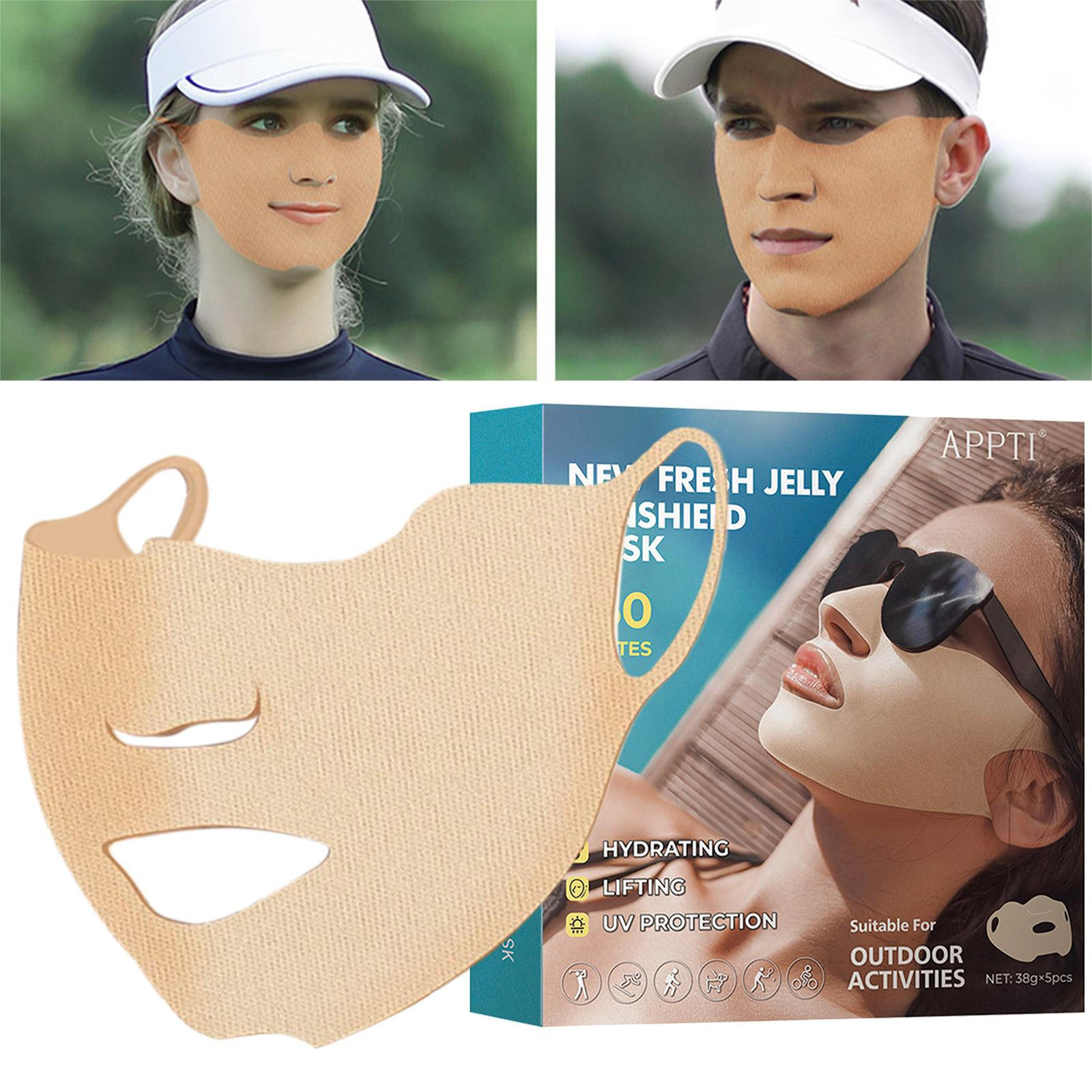 Golf SunscreenFace Mask Outdoor UV Protection Moisturizing Gel PatchCover Shield