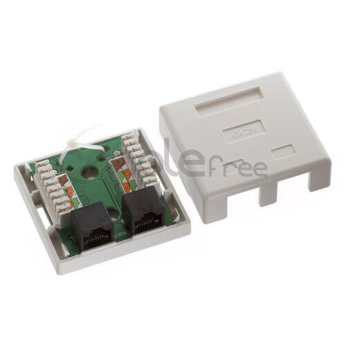 Double Hole Surface Mount Box Keystone Jack Cat5 Cat5e 2 Port NEW