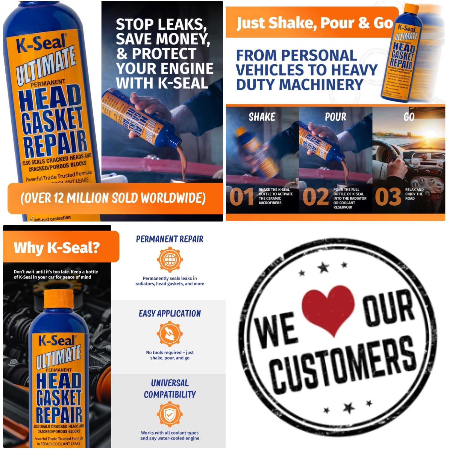 Head Gasket Sealer 16oz - Permanent Repair