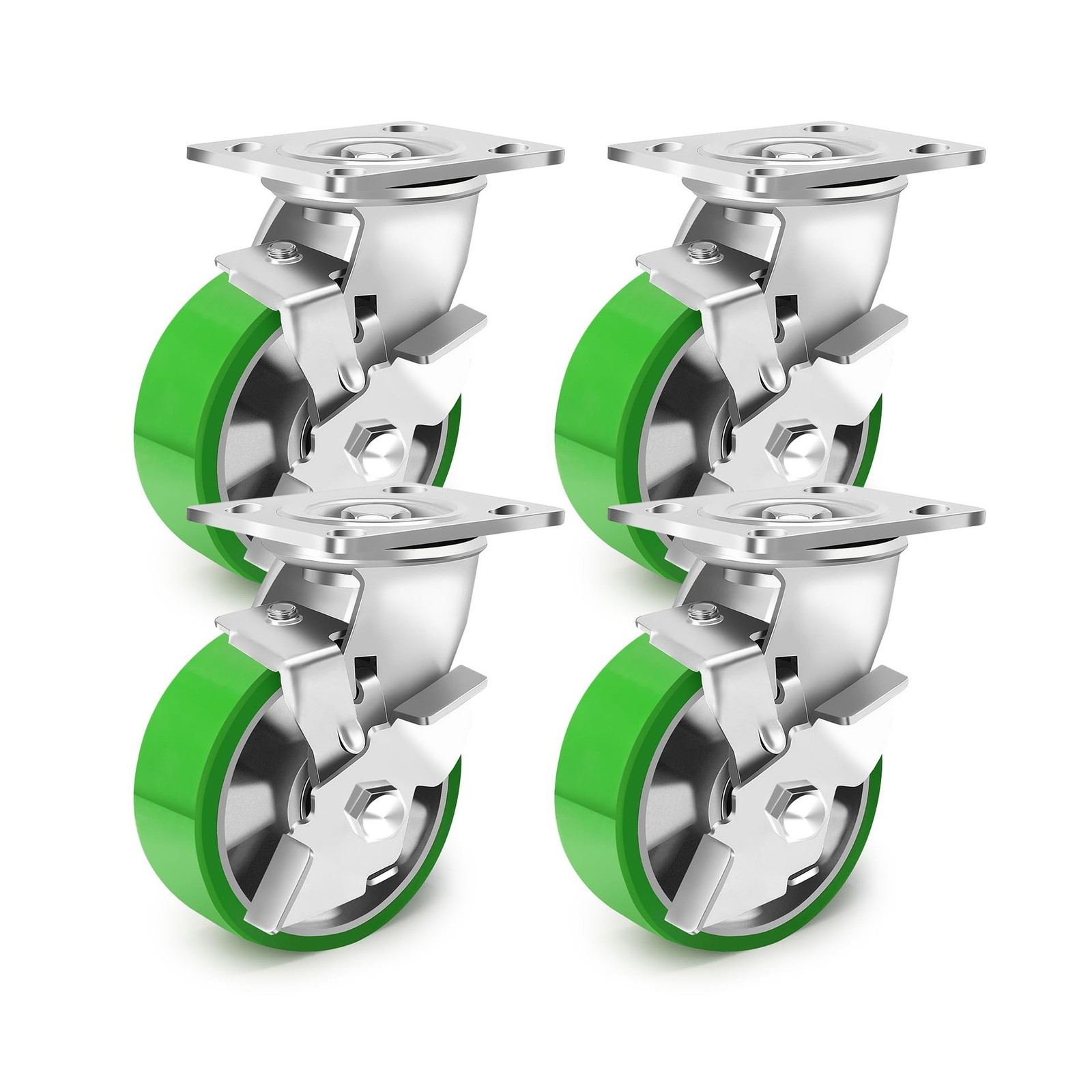 5 Inch Heavy Duty Industrial Grade Caster Set of 4, Industrial Swivel Casters...
