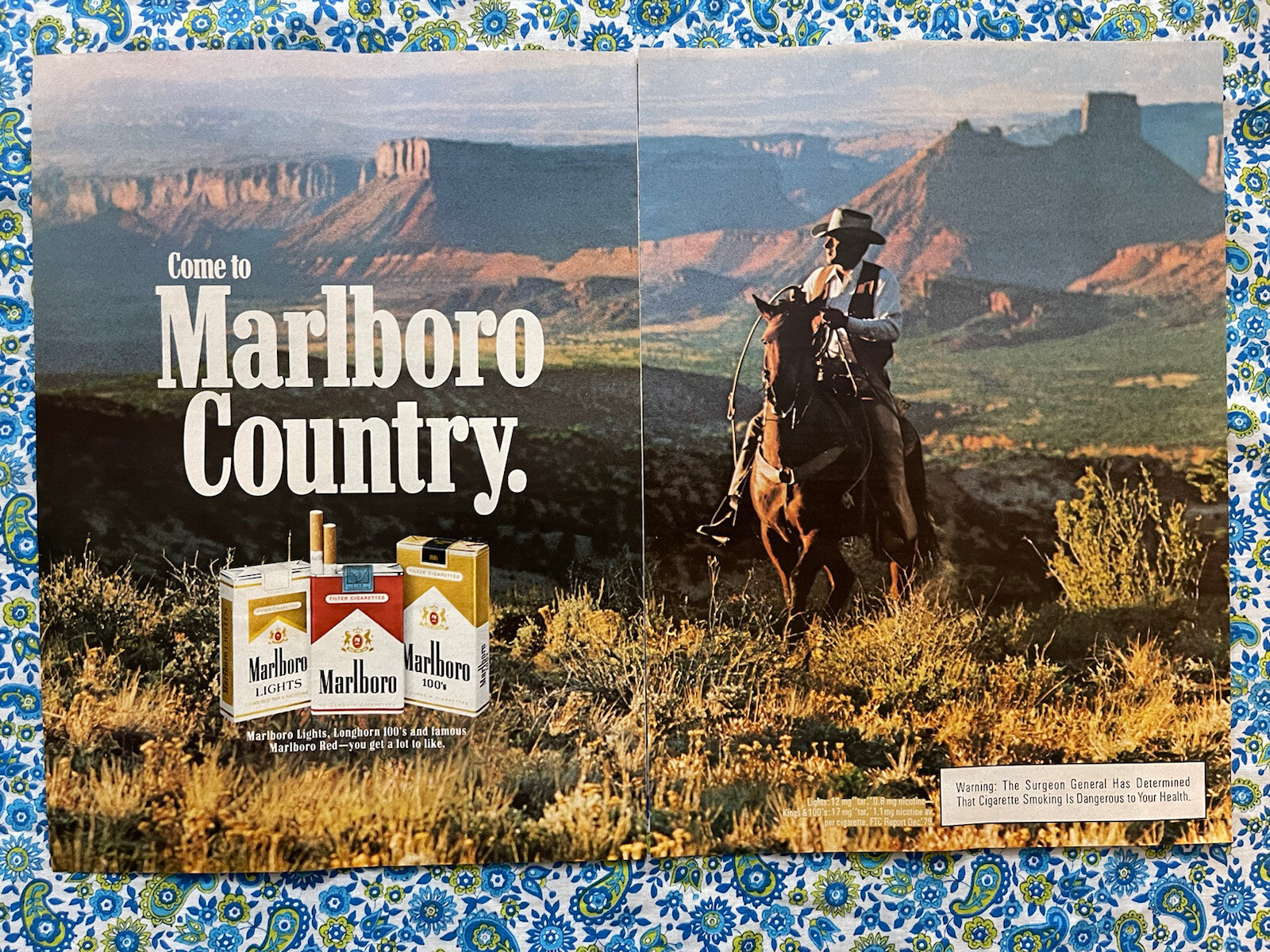 Marlboro Cigarettes 1981 Print  Ad Cowboy Horse Mountains