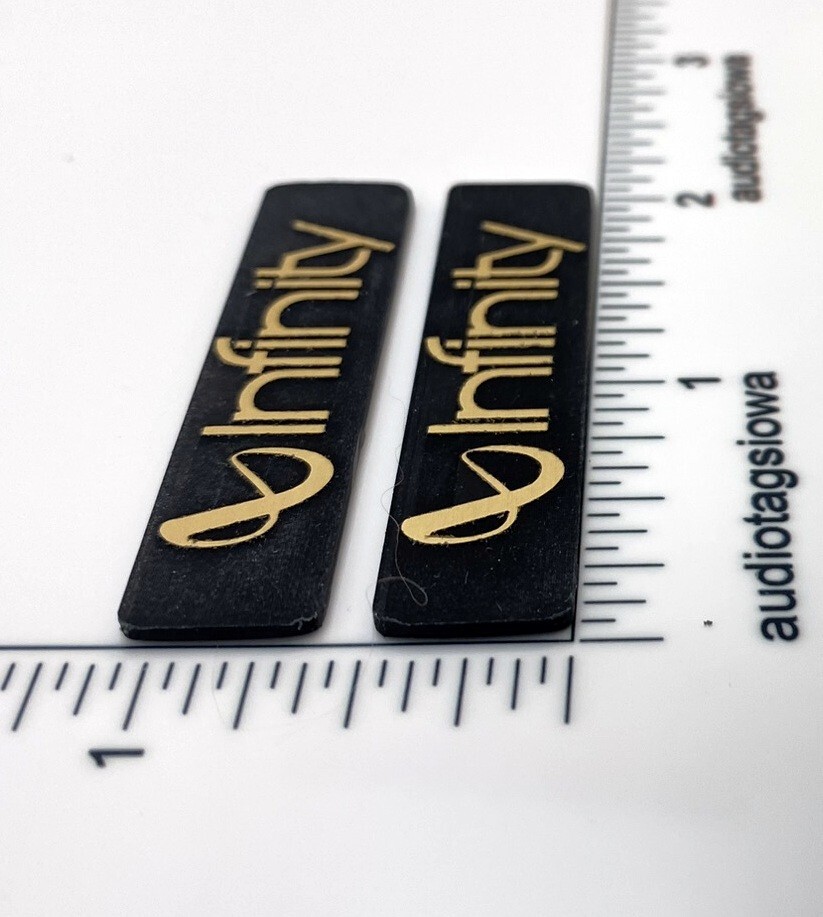 Infinity Reference Speaker Badge Logo Custom Made 3D Incised Acrylic Pair