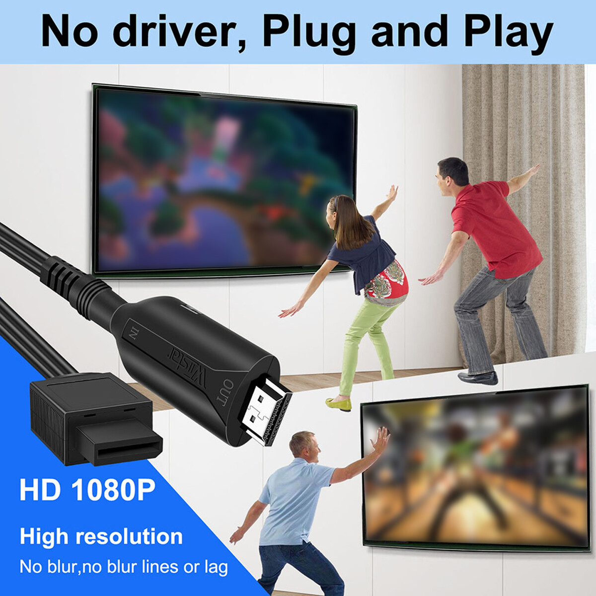 For Wii Input to HDMI Converter HD Video Audio Output Adapter For Nintendo.