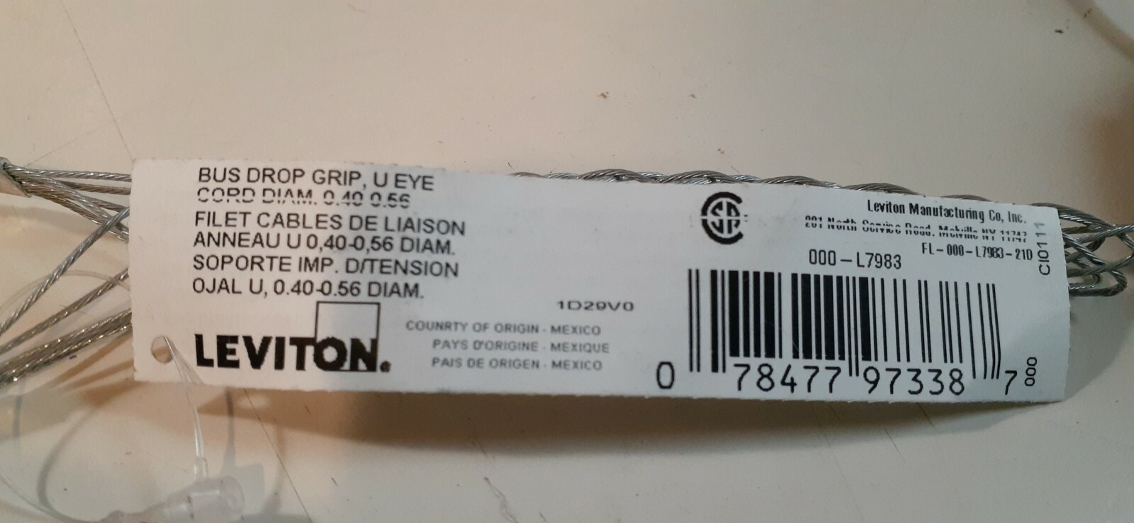 Leviton Hoisting Grip 000-L7983  0.40 - 0.56 cable