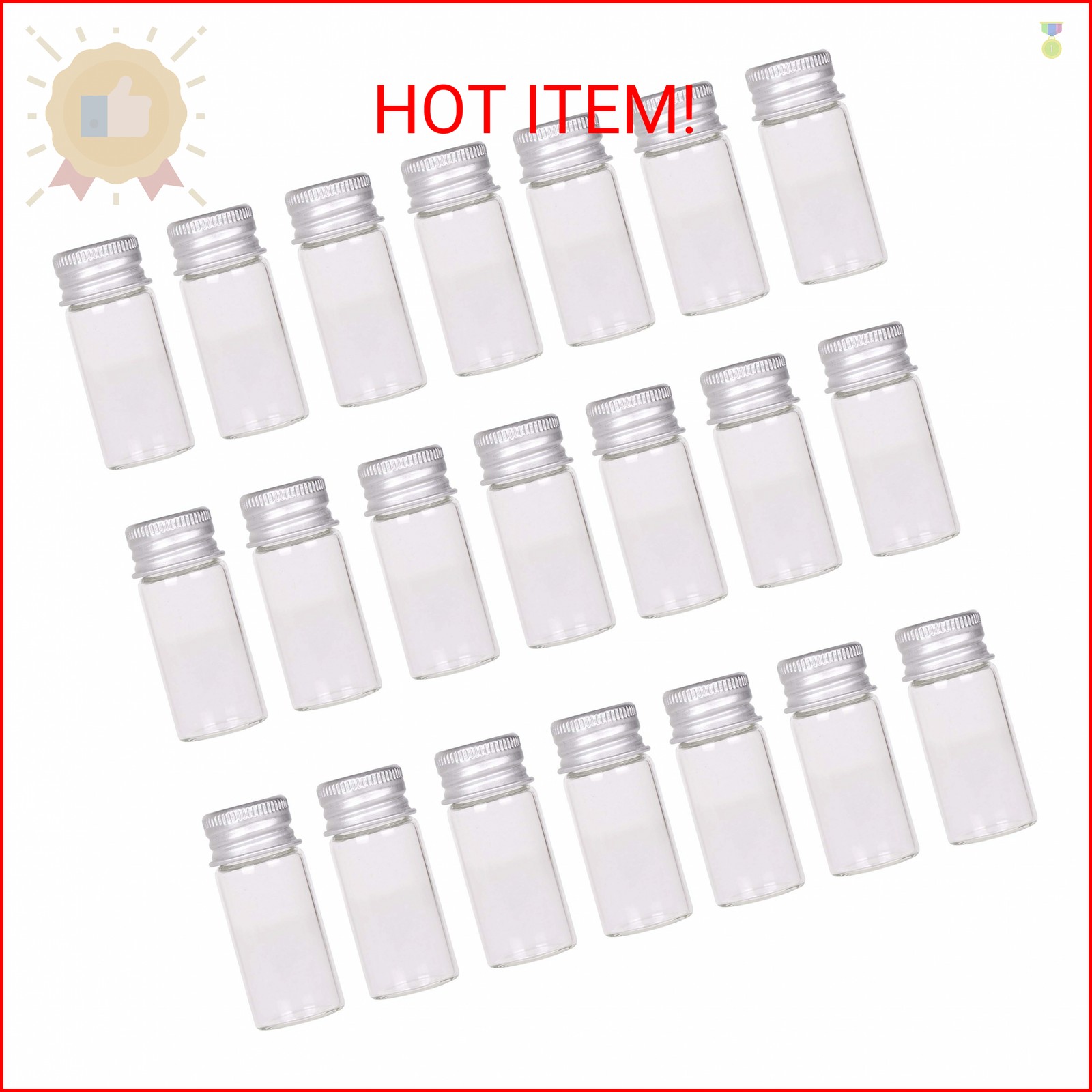 MaxMau 24 Sets 10ml Glass Vials Small Bottles Mini Tiny Jars with Aluminum Screw