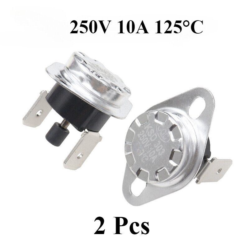 250V 10A NC 125°C Manual Reset Temperature Switch Thermostat KSD301-2 Pcs