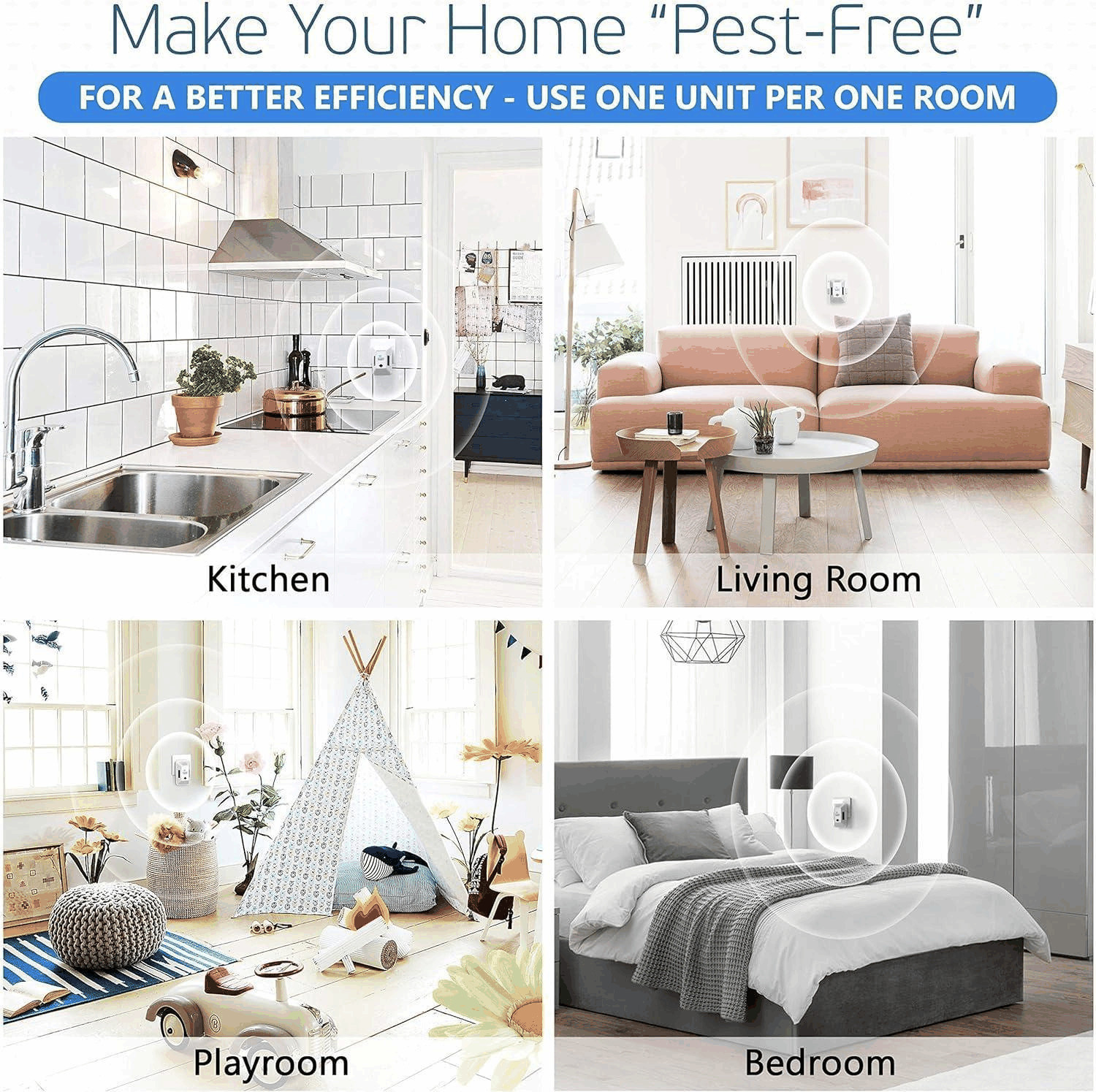 Ultrasonic Pest Control Repeller Plug in 2 Pack Device Repels Cockroach Cricket