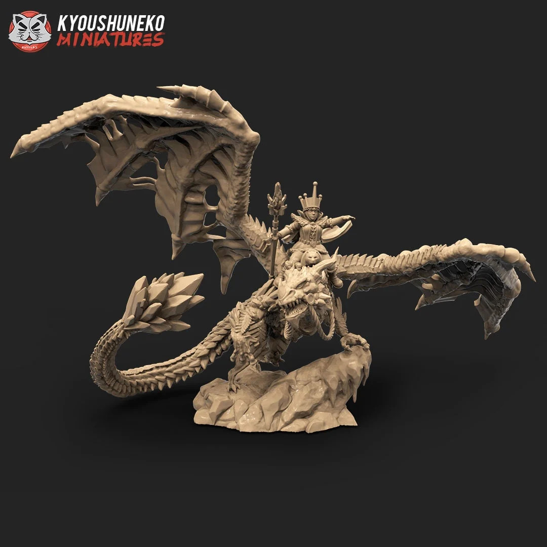 Ice Witch Queen on Dragon - 28-32mm Kislev - Resin Tabletop Miniature