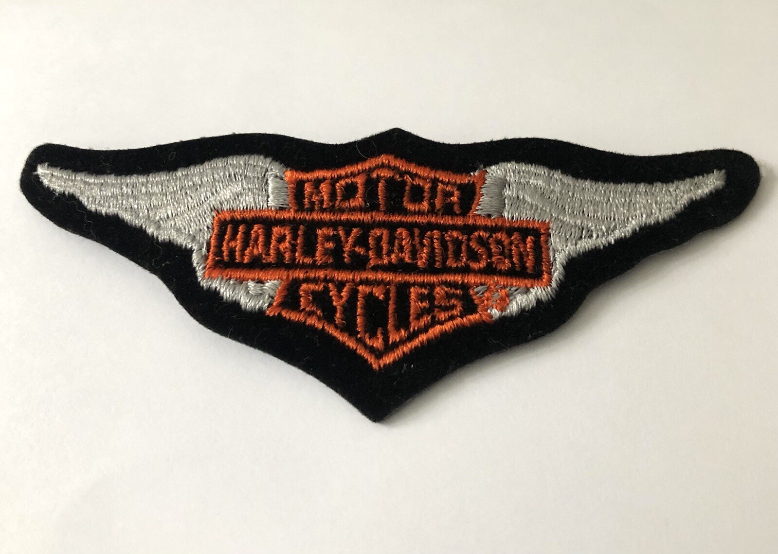 Vtg Harley Davidson Motorcycle Biker Jacket Vest Patch Silver Wing Embroidered