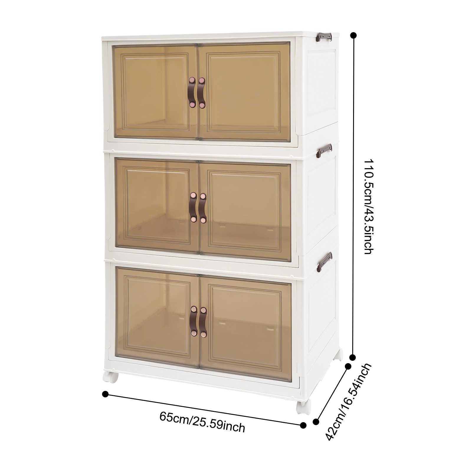 3-Tier Stackable Storage Bins with Lids & Wheels Foldable Closet Organizer Box