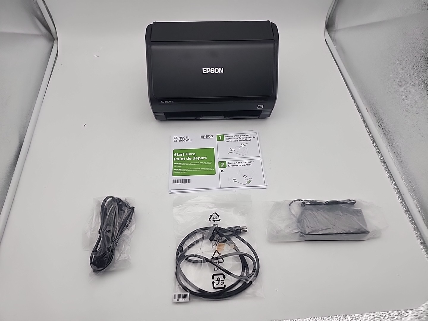 Epson WorkForce ES-500W II Wireless Duplex Document Scanner Open Box Complete