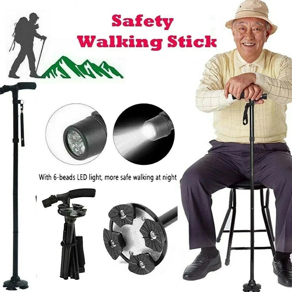 New Folding Walking Cane with LED Light Adjustable Walking Stick