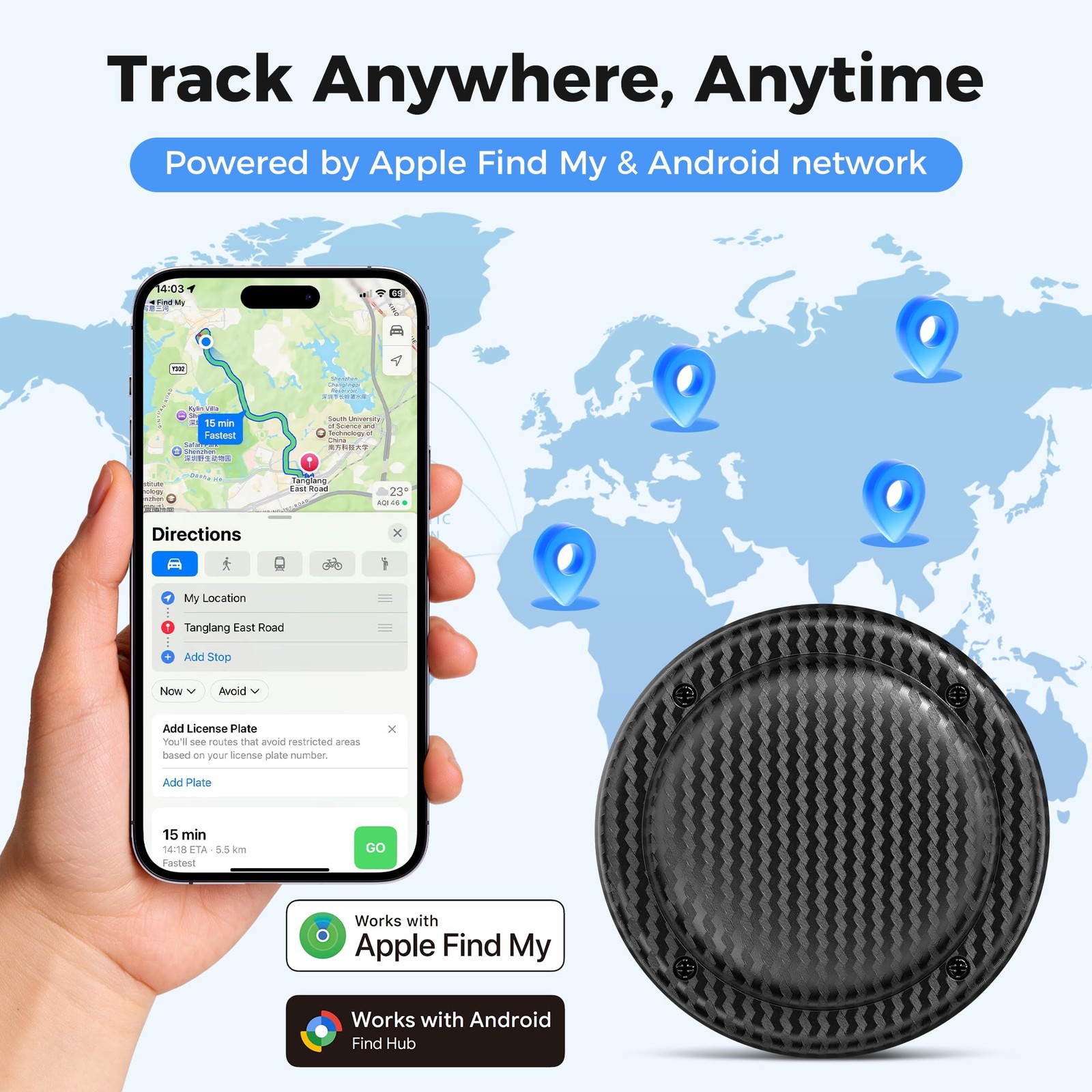 3M Adhesive Bluetooth Tracker for iOS & Android - Works with Apple Find My & ...