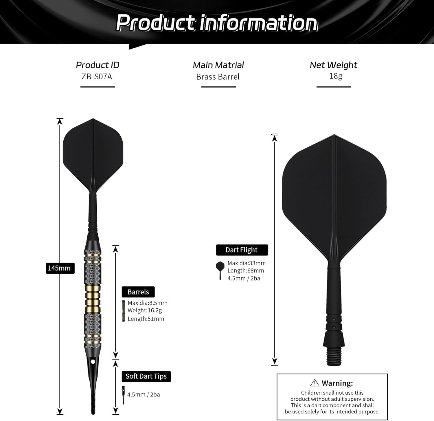 Darts Plastic Tip - Professional Soft Tip Darts Set 18 Grams with Carry case