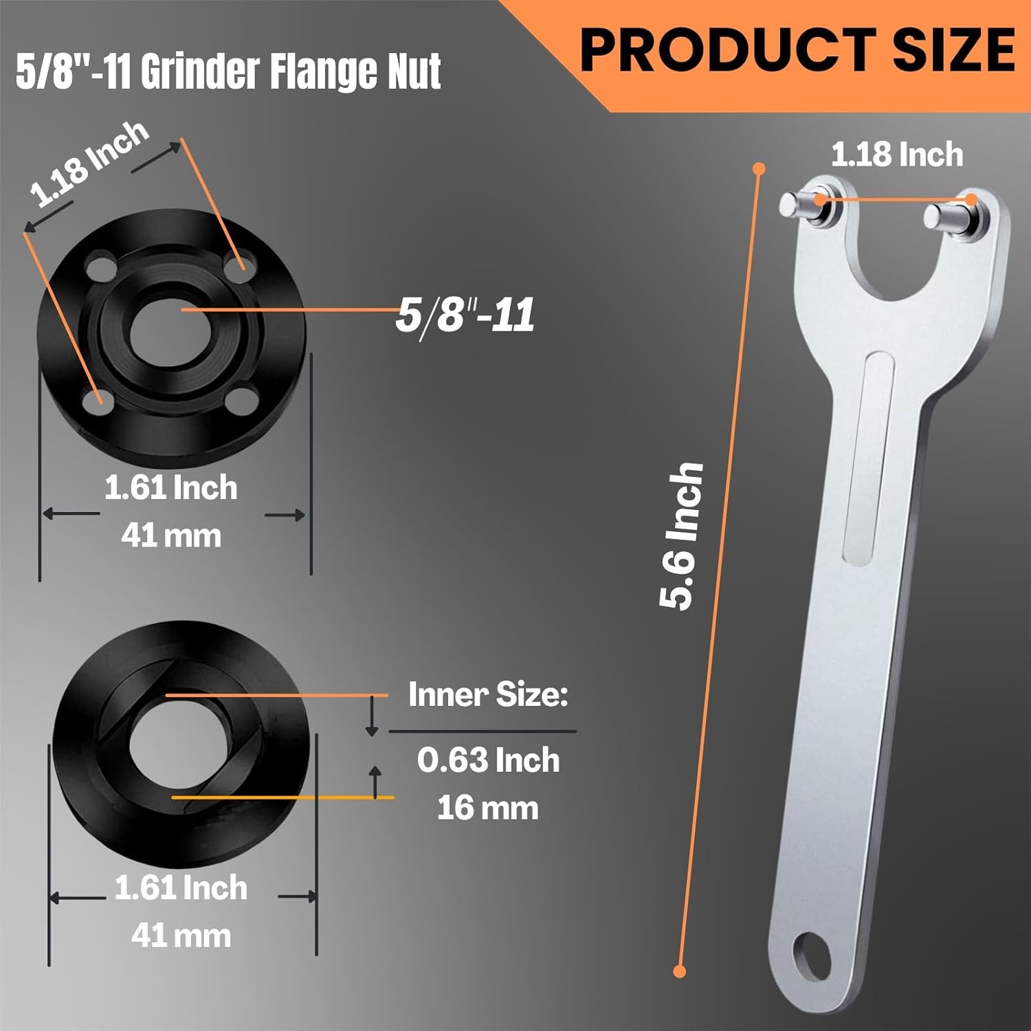 7PCS Angle Grinder Nut & Wrench Kit – 5/8-11 Thread Compatible with Dewalt, Milw