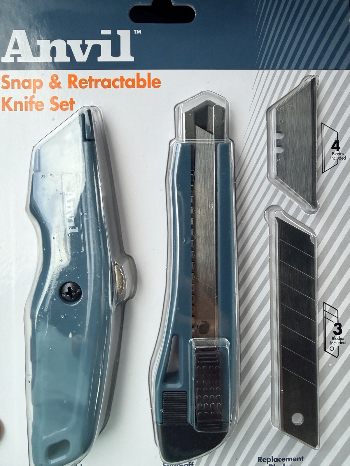 Anvil Snap and Retractable Utility Knife Set with Extra Blades