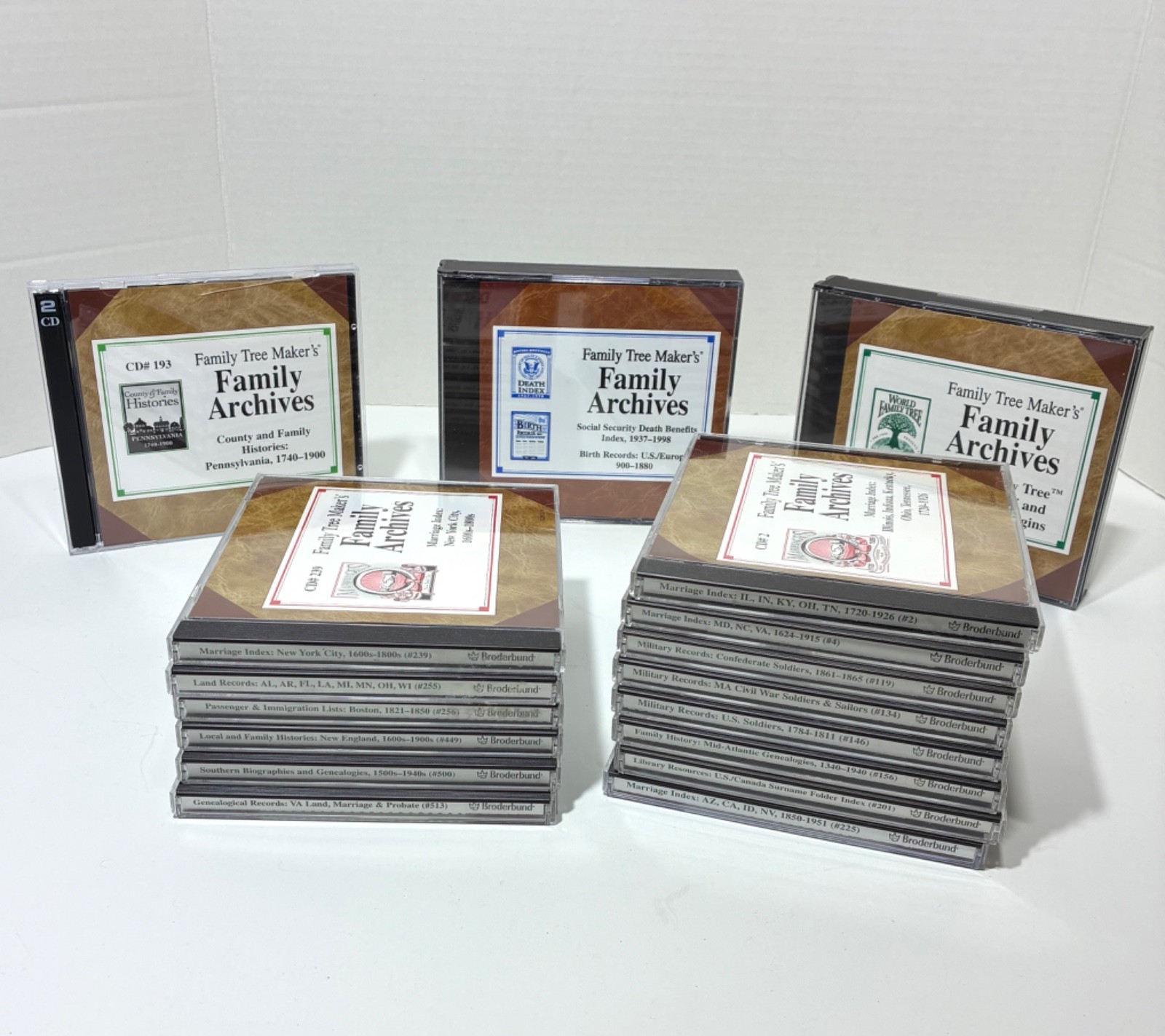 LOT OF 24 Family Tree Makers Family Archives CD-ROM by Broderbund Windows Mac