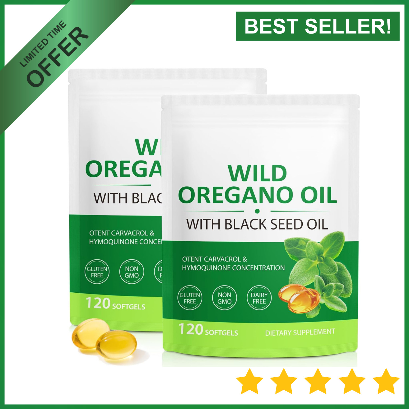 Resilia Oil Of Oregano With Black Seed Oil 6,000MG (2 Pack)