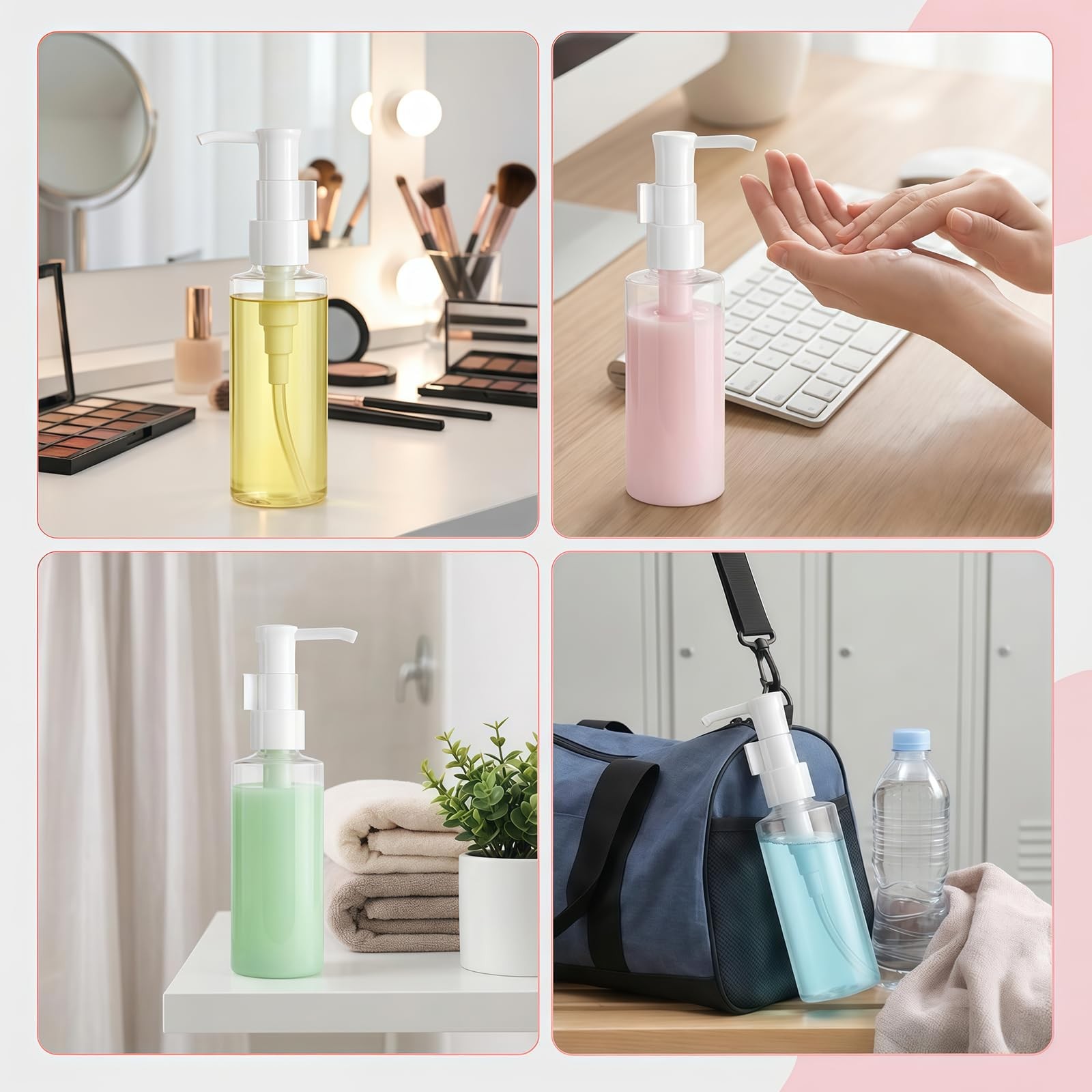 2PCS 150ml/5oz Empty Clear Plastic Flat Pump Bottles with Travel Lock Lotion ...