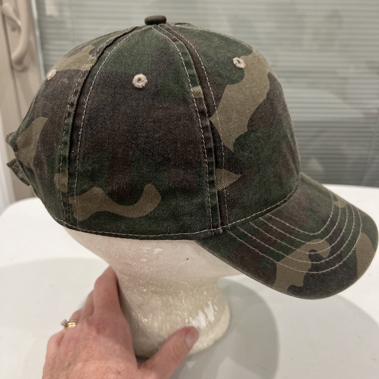 Camouflage Greens Cotton Hat Cap Hook Loop