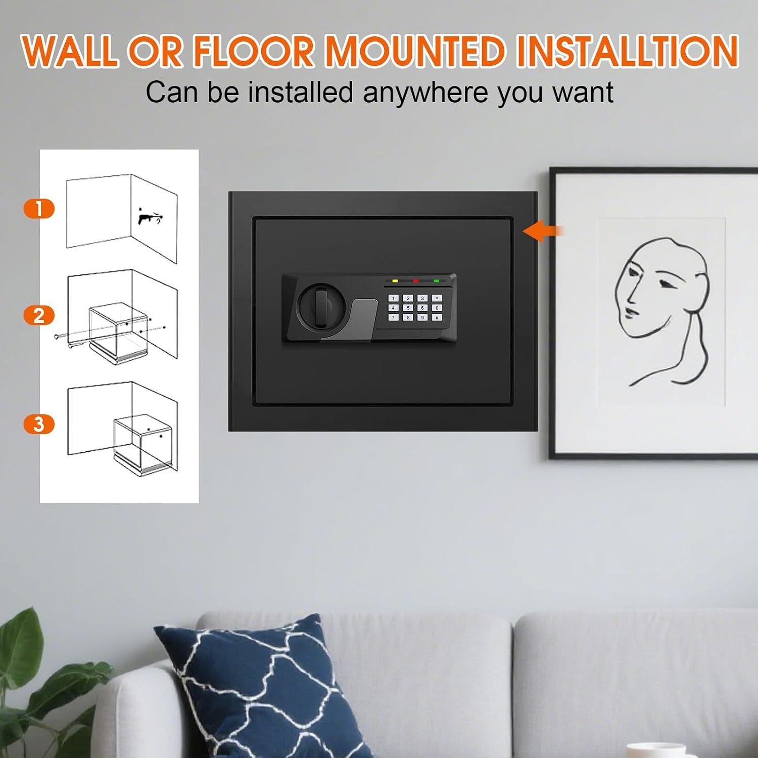 1.3 Cuft Small Fireproof Safe for Home, Personal Security Fire Safe Box with ...