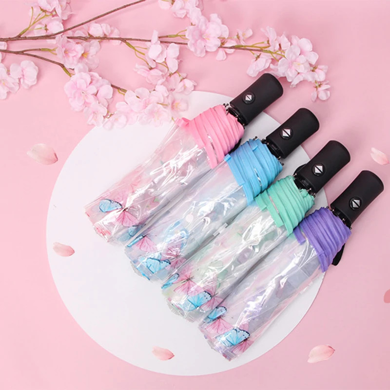 Automatic Umbrella Transparent Umbrella Thickening and Durable Rain and Wind