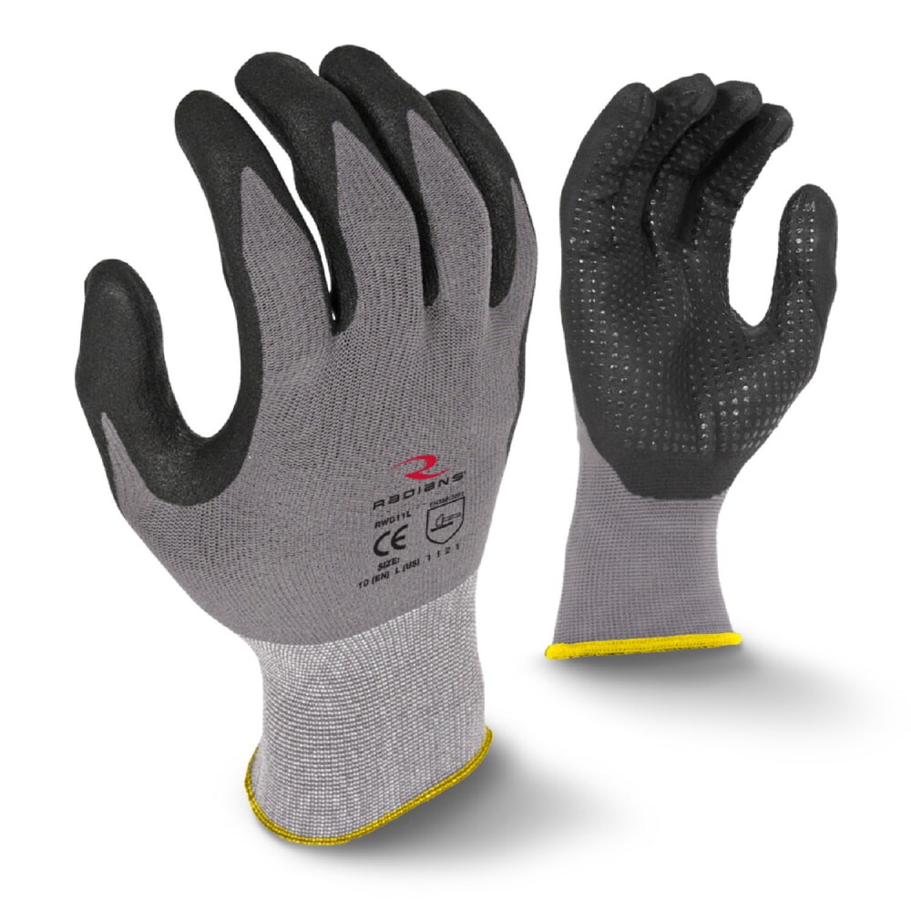 Radians RWG11 Microdot Foam Nitrile Gripper Gray [12 PACK]