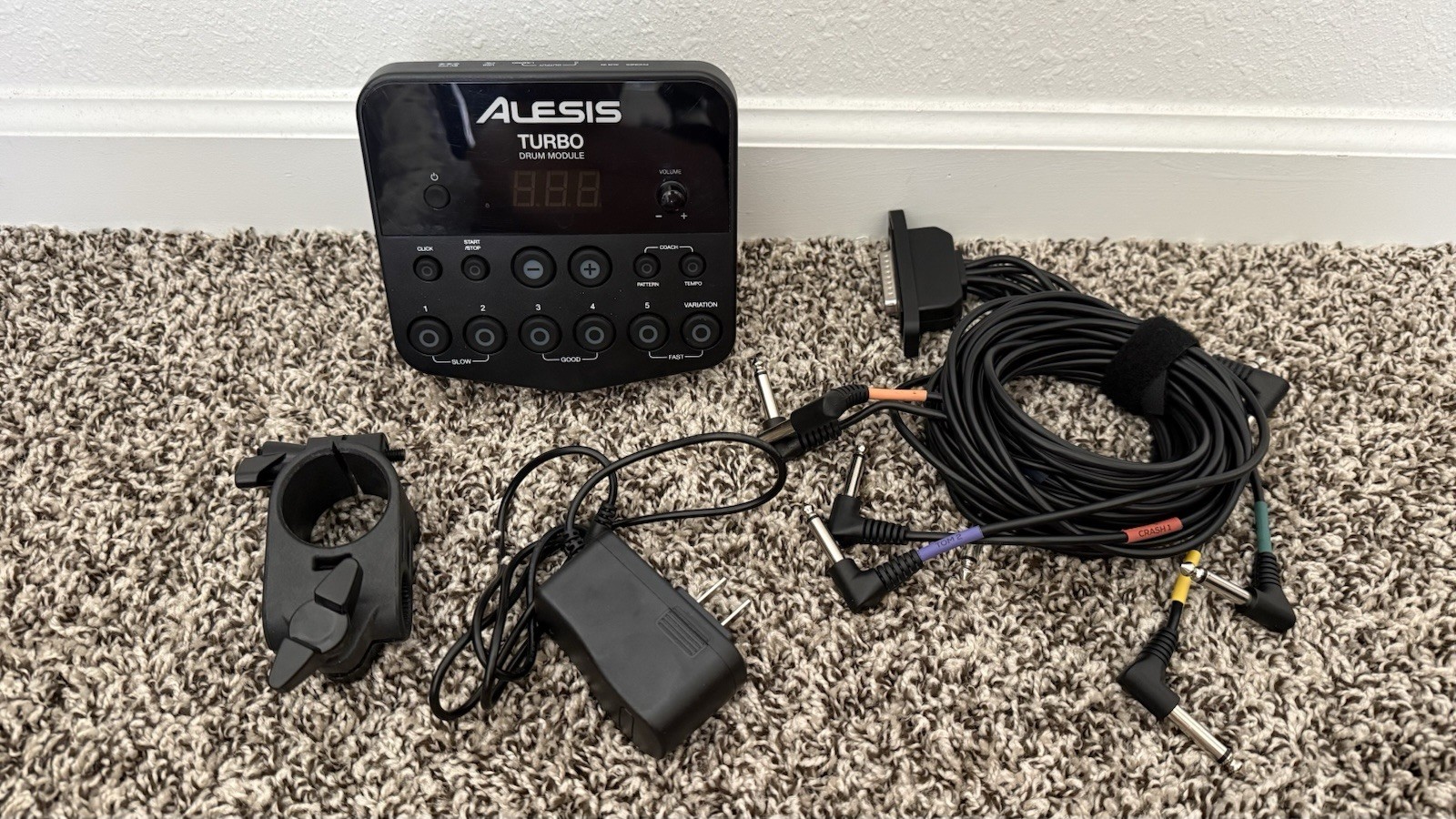 Alesis Turbo Debut Drum Module E w/ Cables  Clamp Power Adapter