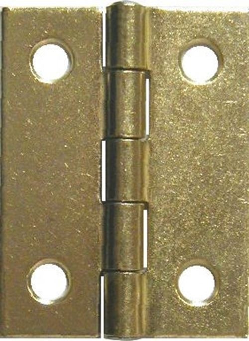 2" x 1-1/2" Brass Plated Steel Flat Butt Hinge