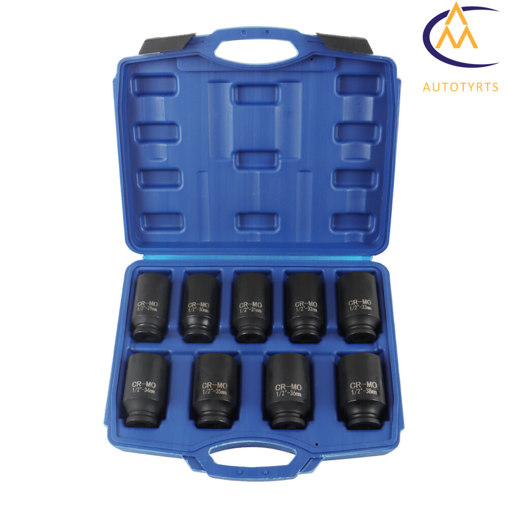 Deep Impact Socket Set 1/2" Drive Metric Axle Hub Nut Socket 29-38mm 9Pcs