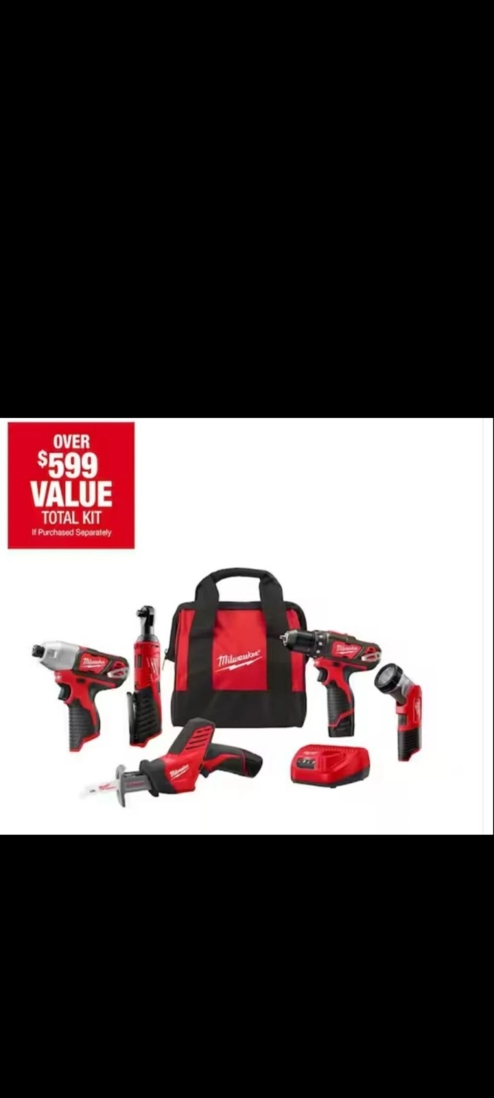 M12 12-Volt Lithium-Ion Cordless 5-Tool Combo Kit NEW OPEN