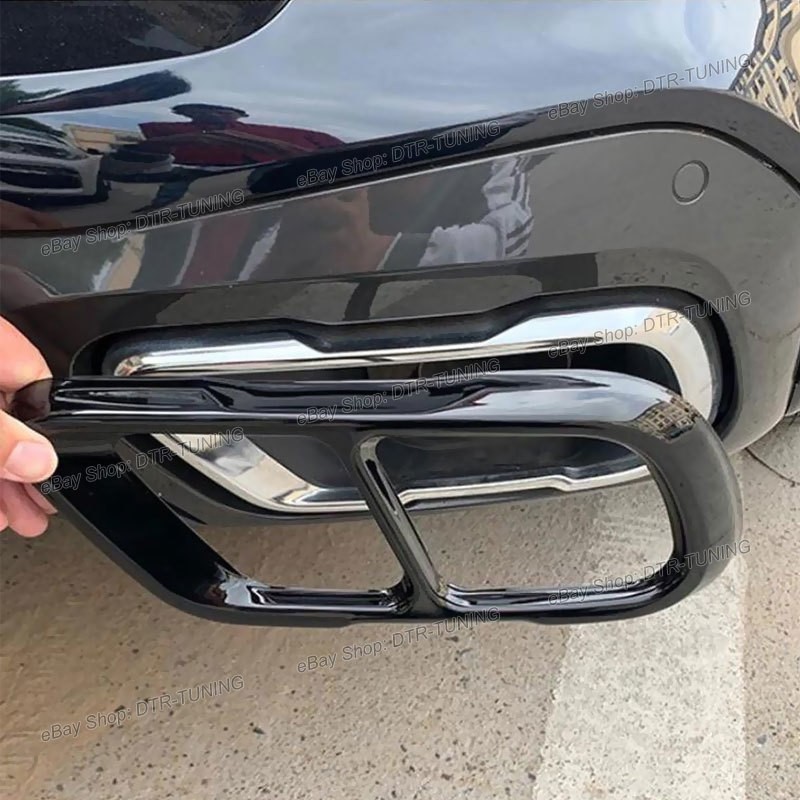 Black Steel M Exhaust Tips Tailpipe Trim Covers For BMW X5 40i 50e 50i 2019-2026
