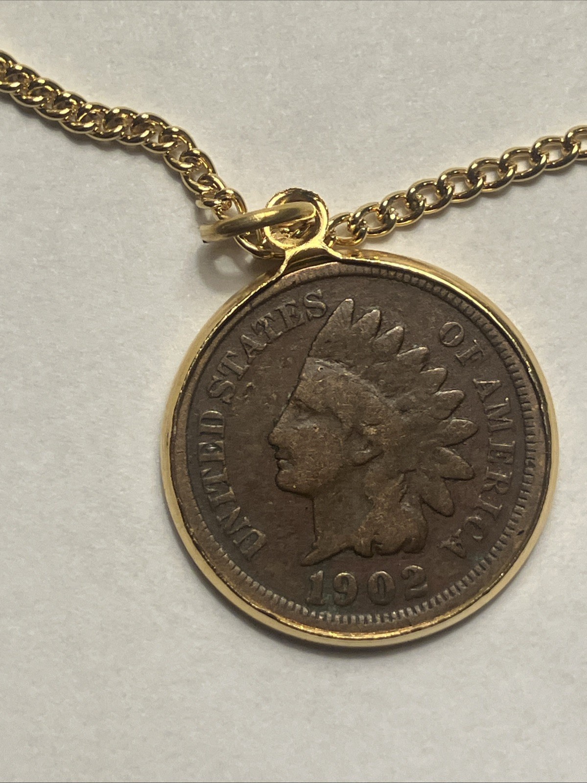 1902 Indian Head Cent 20th Century Souvenir Necklace - Scarce