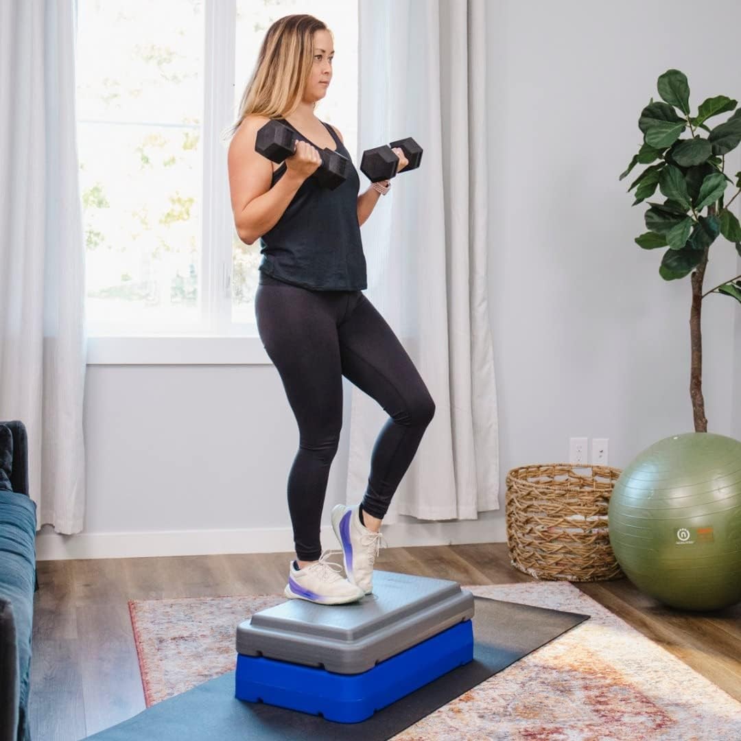 The Step (Made in USA) Stackable Aerobic Exercise Platform with 6 inch, Blue