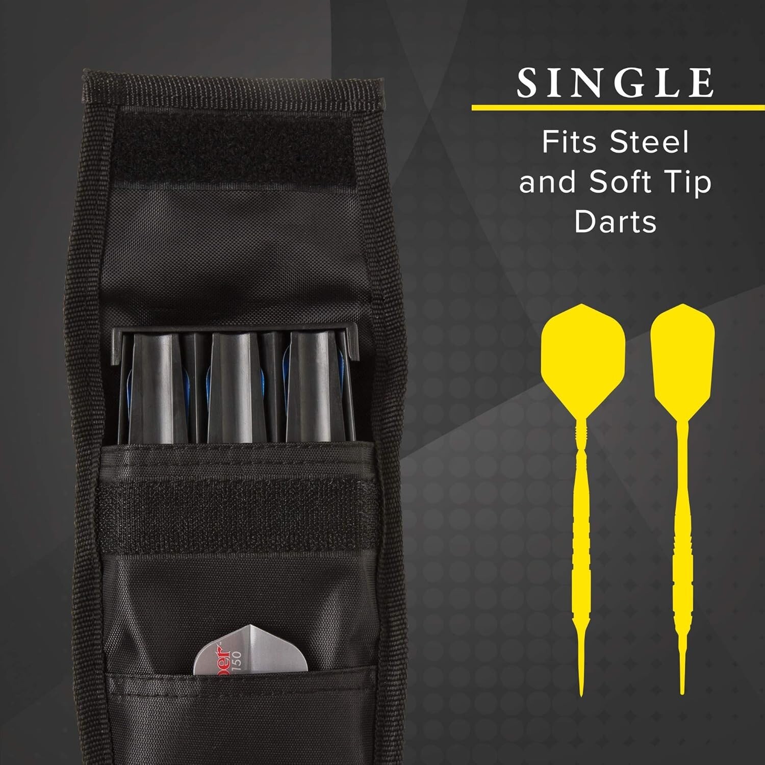 Black Dart Case with Plastic Insert Holds 3 Darts and Keeps Flights Safe
