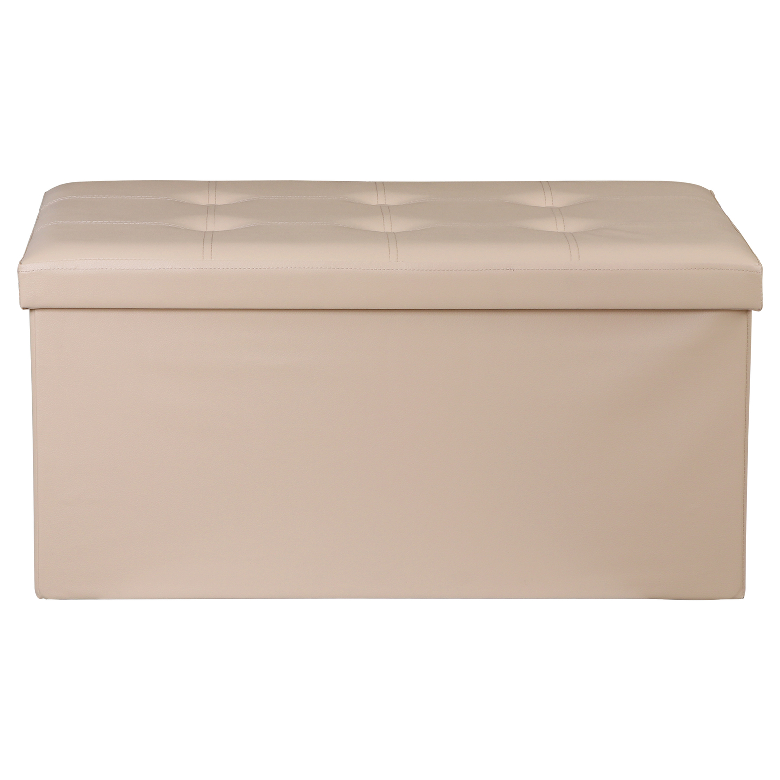 30'' Folding Ottoman Rectangular Footrest Storage Chest with Faux Leather Lid