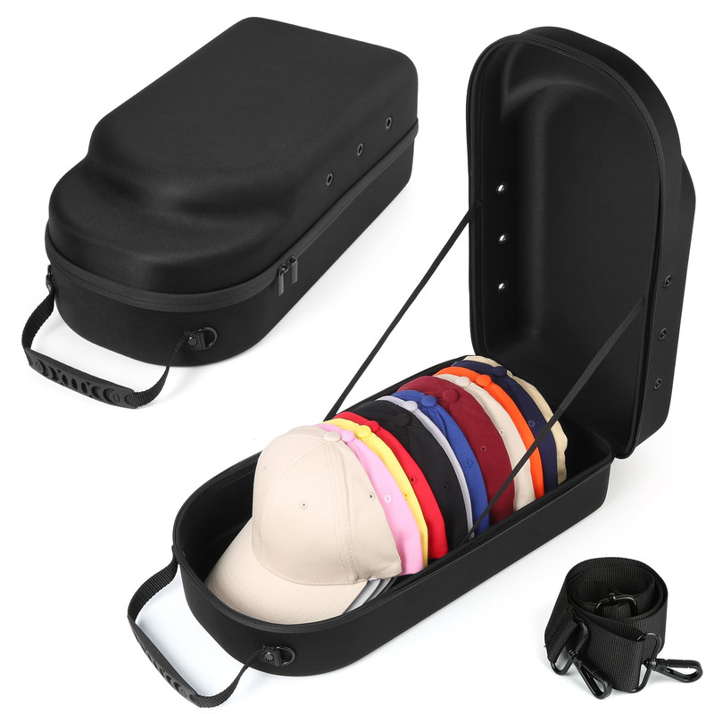 Germun Hard Baseball Hat Case Hat Carrier Travel Case Adjustable Shoulder Strap