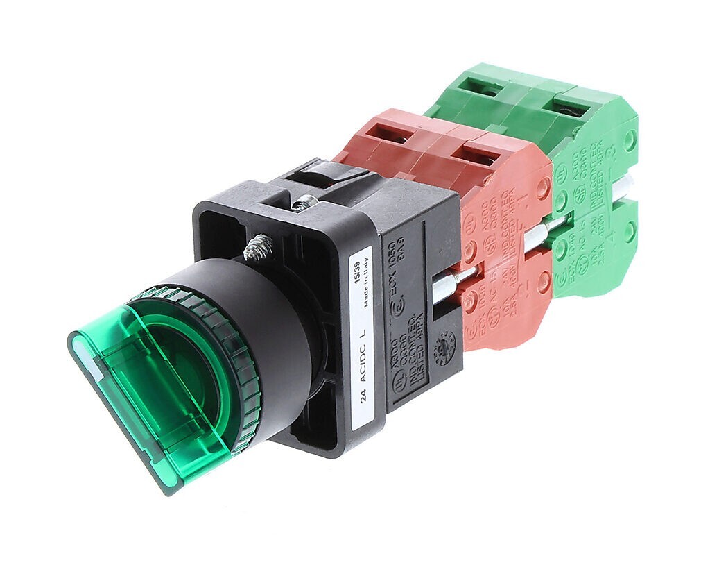 Automation Direct GCX3262-24L 3-Position Selector Switch Green w/Contact Blocks