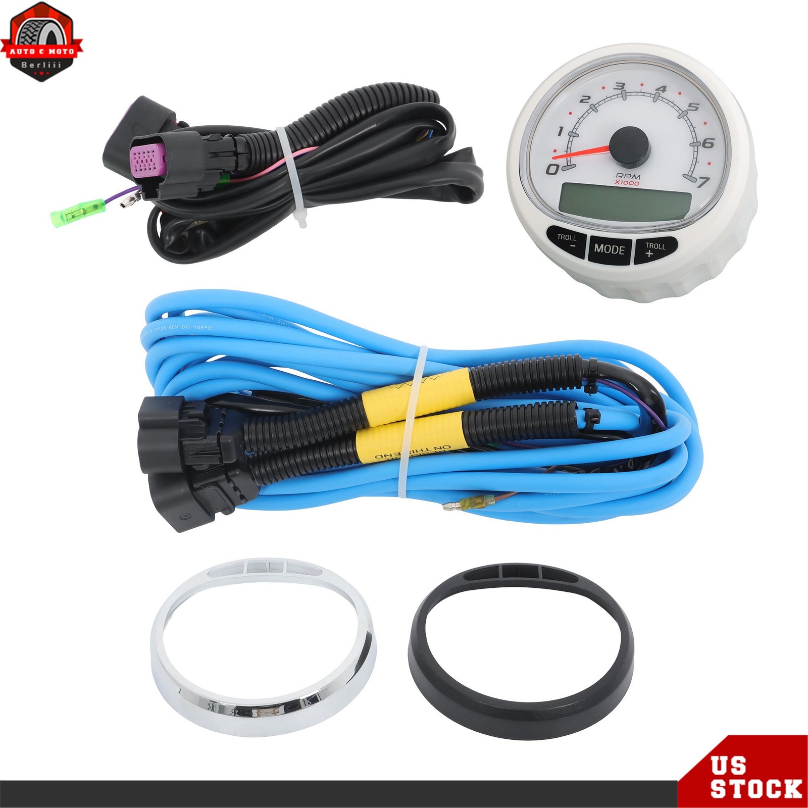 1SET 7000 RPM 8M0135634 For Mercury Marine Smart Craft SC1000 Tachometer White