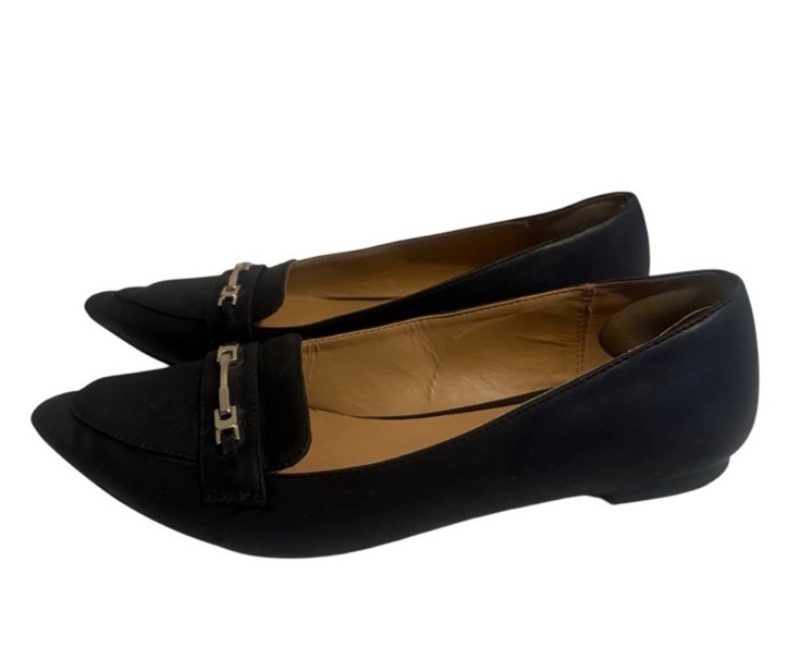 Call It Spring Black Women's Pointed Toe Flats/Loafers with Silver Accent Size 7
